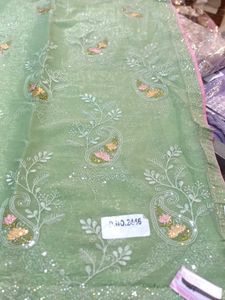 Green Embroidered Saree