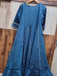 Blue Anarkali Embroidered Maxi Dress