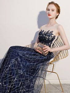 Navy Blue Banquet Evening Dress