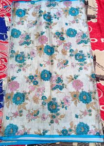 Beautiful White and Blue Saree