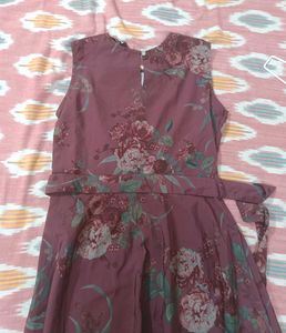 Mauve And Grey A Line Dress