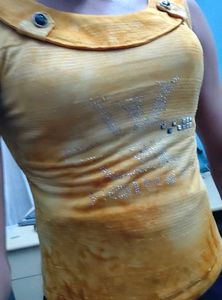 Yellow Embellished Tank Top