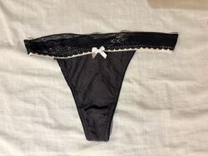 Beautiful Black Lace Trim Thong