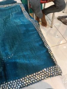 Teal &amp; Silver Sari (Minor Issue)