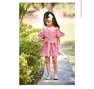 Fairies Forever Red Plaid Cold Shoulder Dress for Baby Girls