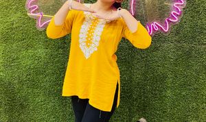 Yellow Embroidered Kurta