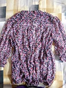 Floral Sleeve Purple Top