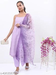 Suit set with organza dupatta