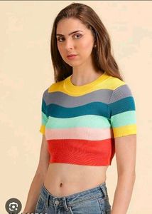 Stylish Striped Crop Top &amp; Jeans🌈🌼
