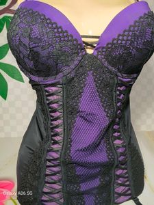 (1409)Elegant Purple &amp; Black Corset