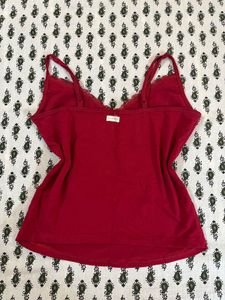 Red Lace Trim Cami Top