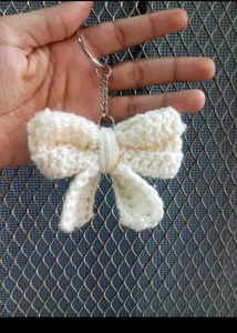 Handmade Crochet Bow Keychain