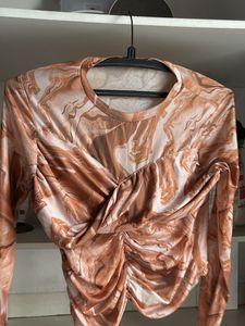 Brown Pretty  Mesh Top