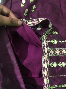 Embroidered Mint Green &amp; Purple Salwar Kameez