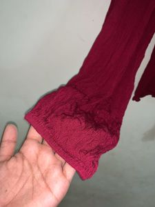 Maroon Embroidered Top