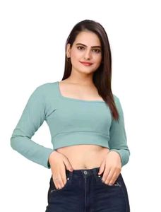 Mint Green Long Sleeve Crop Top