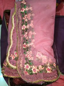 Embroidered Lehenga &amp; Choli With Necklace Free