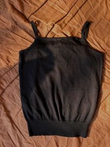 Black Tie-Front Tank Top