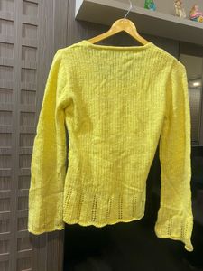 Yellow Knit V-Neck Top