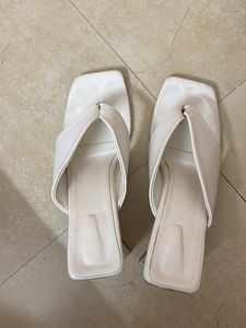 White Square Toe Heels