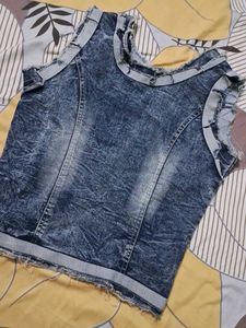 Denim Zip-Up Vest