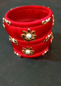 Red  Color Kundan Stone Bengal Set