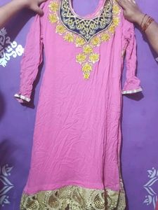 Pink Embroidered Kurti