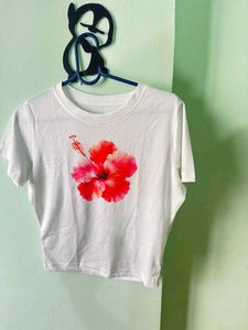 Basic Flower Print Crop Top