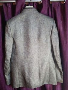 Gray Mandarin Collar Blazer