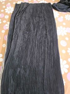 Pleated Saree - Silver &amp; Black