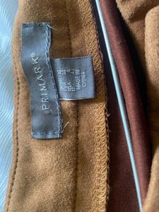 Brown Suede Button-Front Mini Skirt