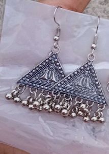 Triangle Silver Boho Earrings