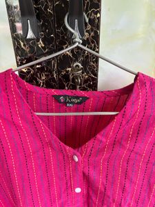 Pink Striped Button-Down Top