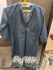 Polka Dot denim Kurta