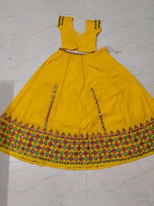 Yellow Embroidered Ethnic Skirt
