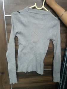 Dark Grey Slim Fit Stylish Winter Top
