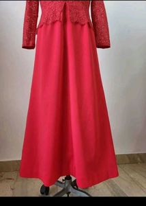 Vintage Red Lace Maxi Dress