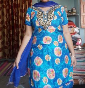 Blue Printed Salwar Kameez Suit