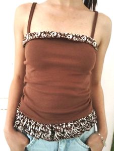 Brown Y2k Crop Top