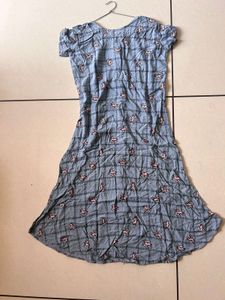 Printed  Rayon Round Grey Kurti