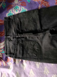 Wide Leg Black Washed Jeans