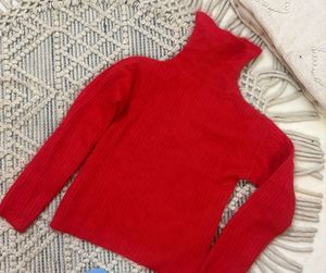 Red Knit Turtleneck Sweater