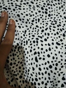 White, Black Dotted Skirt