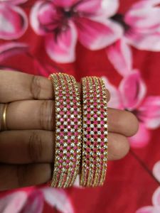 Pink & White Stone Bangles