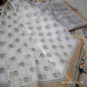 White Coitton Saree