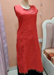 New Red Bohemian Sleeveless Kurta