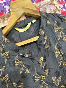 Grey Floral Kurta- Size S