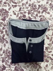 Casual Two-Tone Henley Top