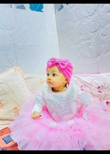 Cute Pink Baby Dress &amp; Hat Set