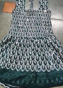 Green & White Smocked Sun Dress